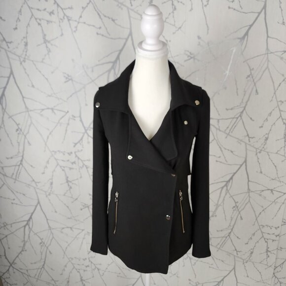 Wilfred Black Japanese Crepe Mayet Moto Jacket - Picture 2 of 10